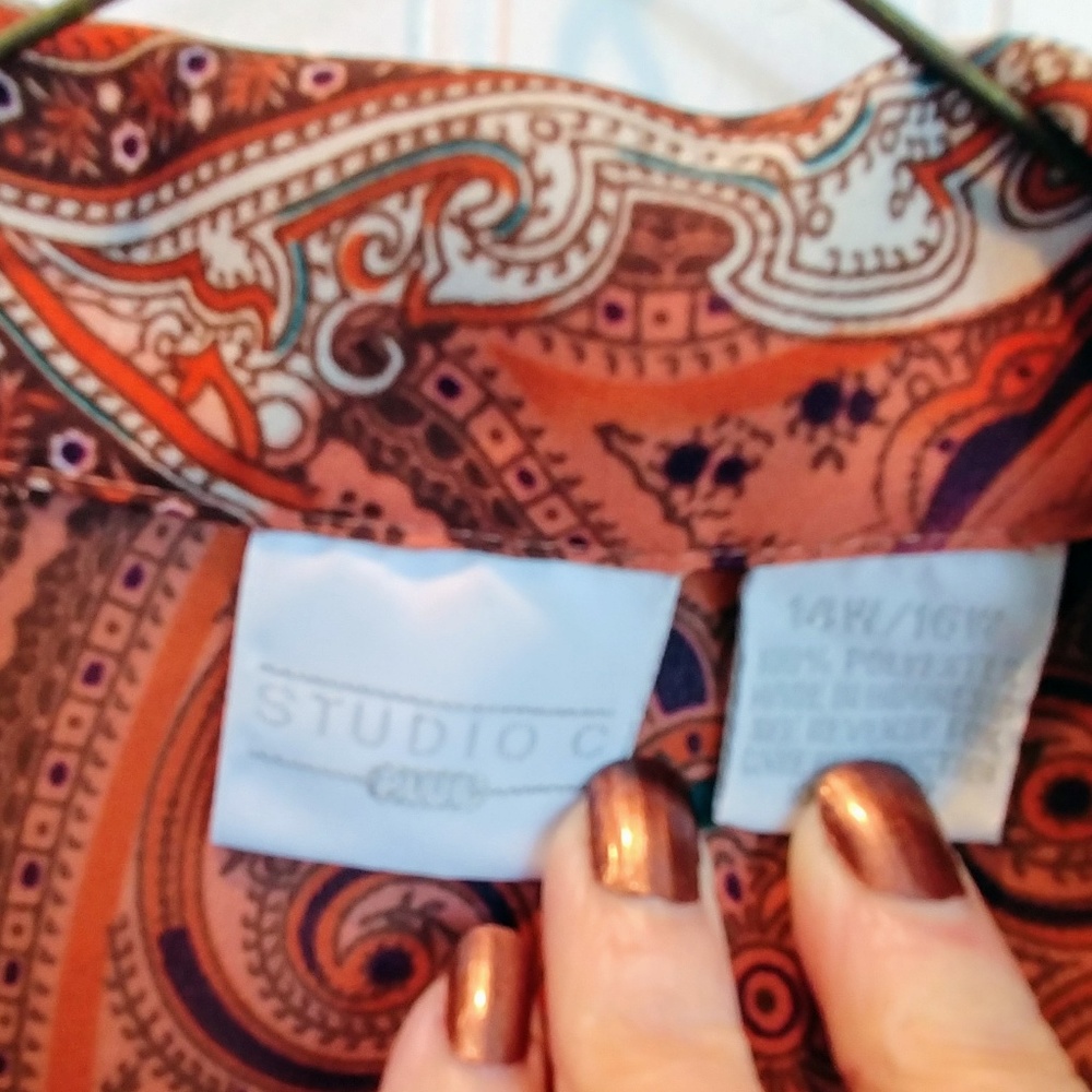 Studio C Plus button front boho tunic 14W - Picture 3 of 4